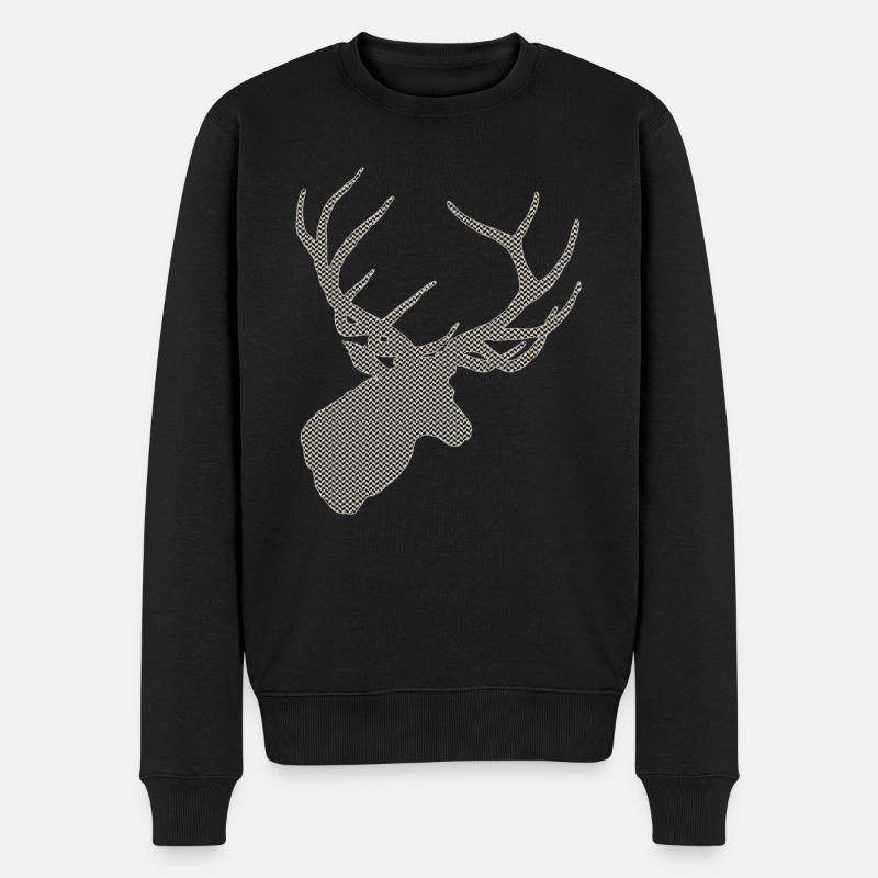 Hirsch mit Muster - Männer Premium Bio Pullover - Schwarz