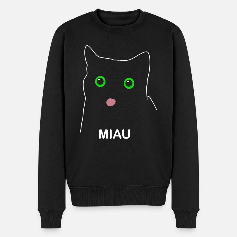 Katze Miau - Männer Premium Bio Pullover - Schwarz