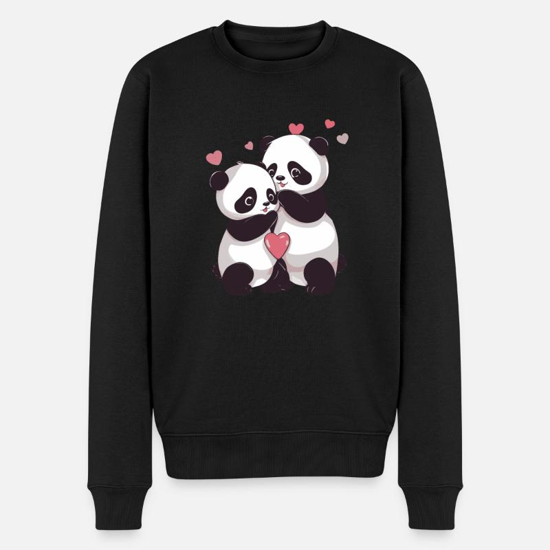 Je t’aime Panda - Pull Premium bio Homme - noir