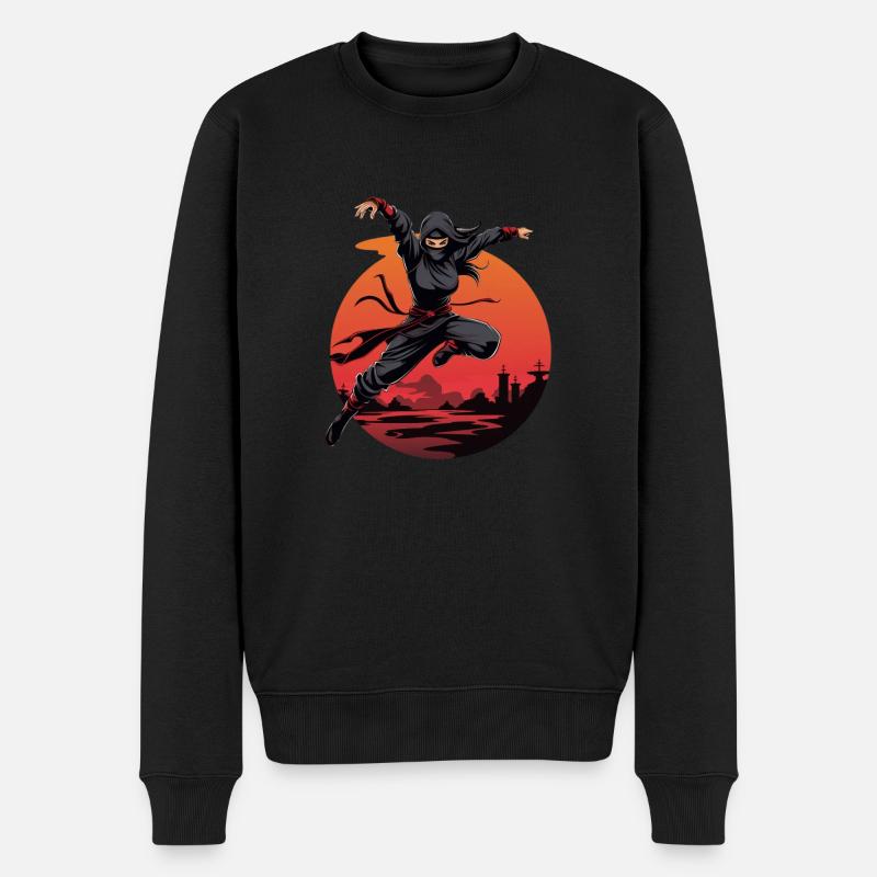 Charming Ninja Fighter I Ninja Girl I Ninja - Männer Premium Bio Pullover - Schwarz