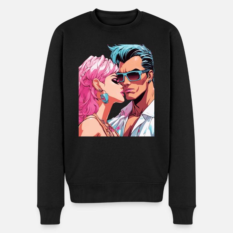 Anime Ensemble pour l’éternité - Pull Premium bio Homme - noir