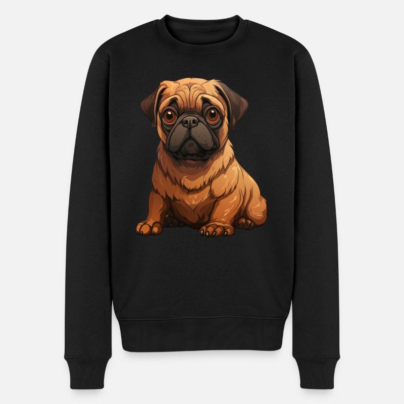 Mops Welpen sitzend - Männer Premium Bio Pullover - Schwarz