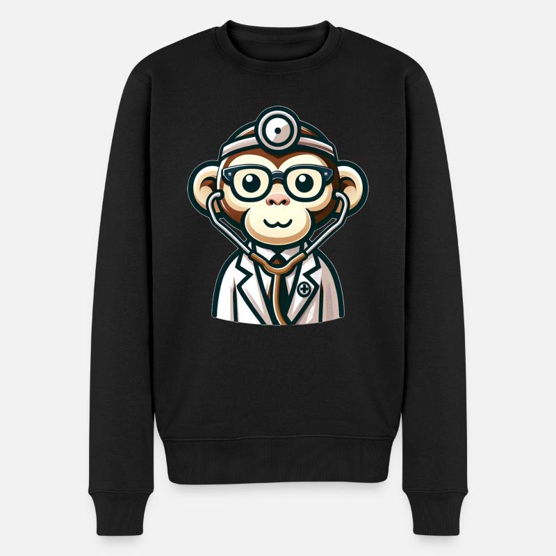 Médecin singe mignon - Pull Premium bio Homme - noir