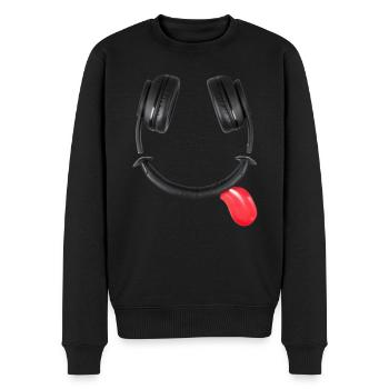 Casque souriant #lovely toons - Pull Premium bio Homme - noir - Devant - Nico (187cm)