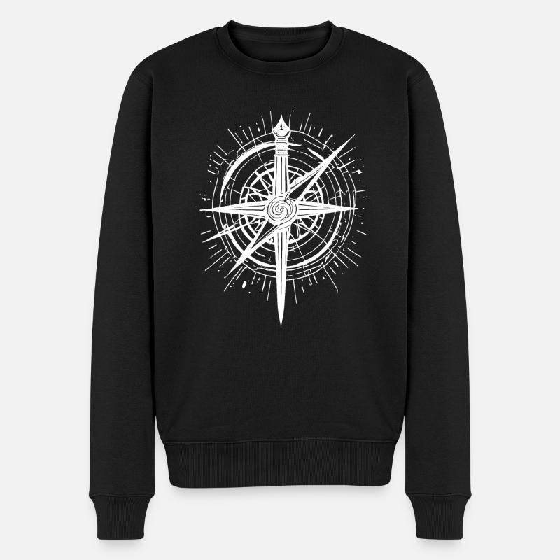 Abstract Blade Compass Weiß - Männer Premium Bio Pullover - Schwarz