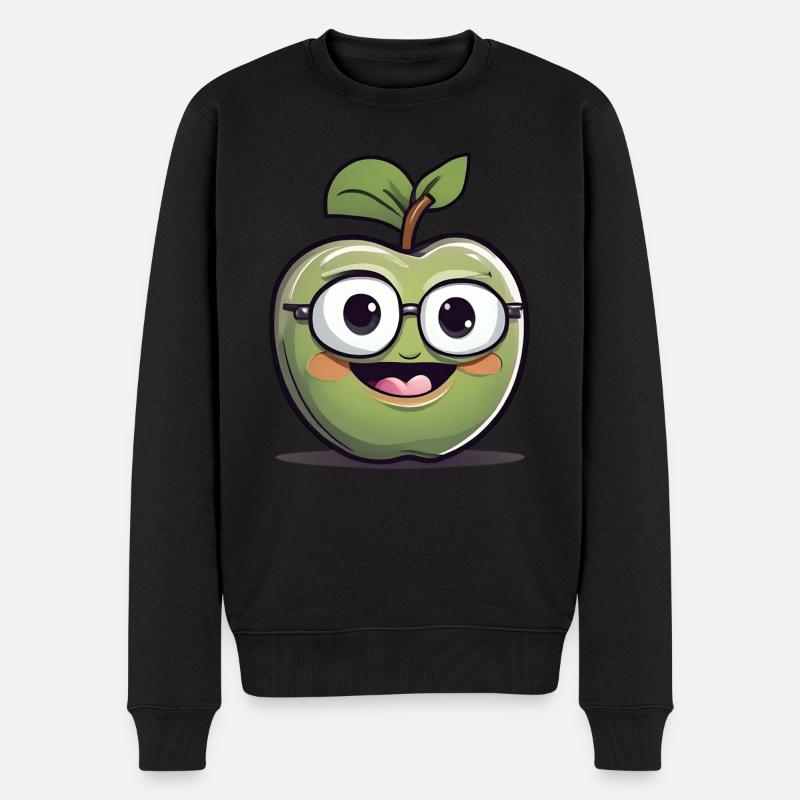 Apfel Frucht Obst Nerd - Männer Premium Bio Pullover - Schwarz