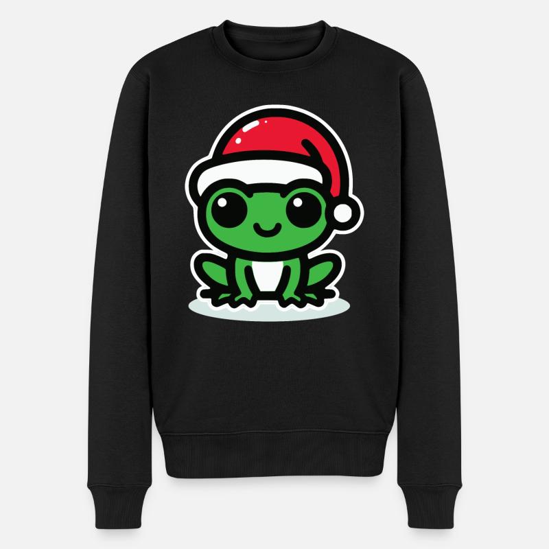 Weihnachtsfrosch Frosch - Männer Premium Bio Pullover - Schwarz