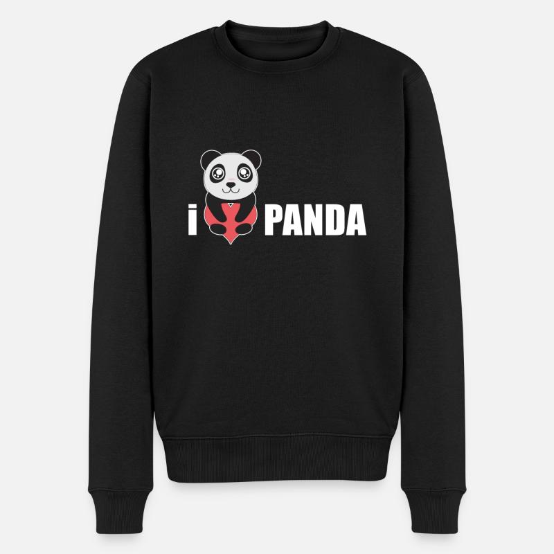 Ich liebe den Panda Bären Geschenk Valentinstag - Männer Premium Bio Pullover - Schwarz