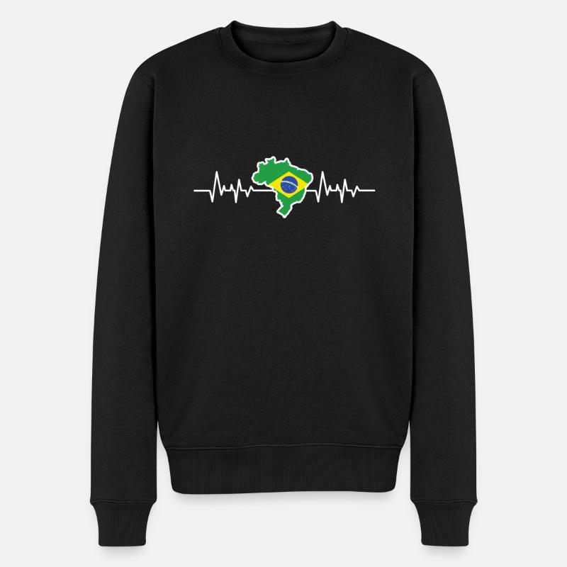 Brasilien Flagge - Männer Premium Bio Pullover - Schwarz