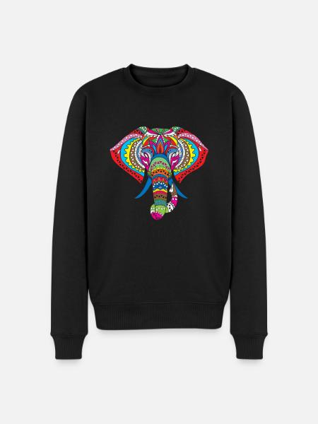 Elefante indù simbolo modello colorato animale regalo - Maglione ecologico premium da uomo - nero