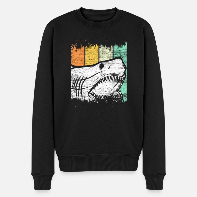 weißer Hai Fisch Geschenk Surfer Meerestier Tier - Männer Premium Bio Pullover - Schwarz