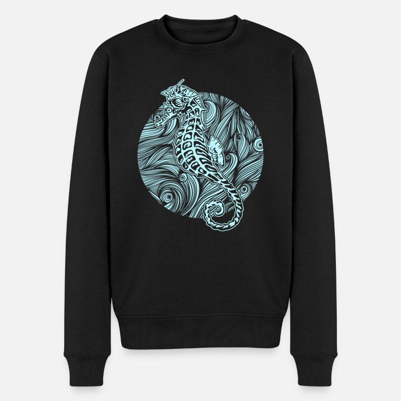Seepferd Seepferdchen Fisch Meer Ozean Geschenk - Männer Premium Bio Pullover - Schwarz
