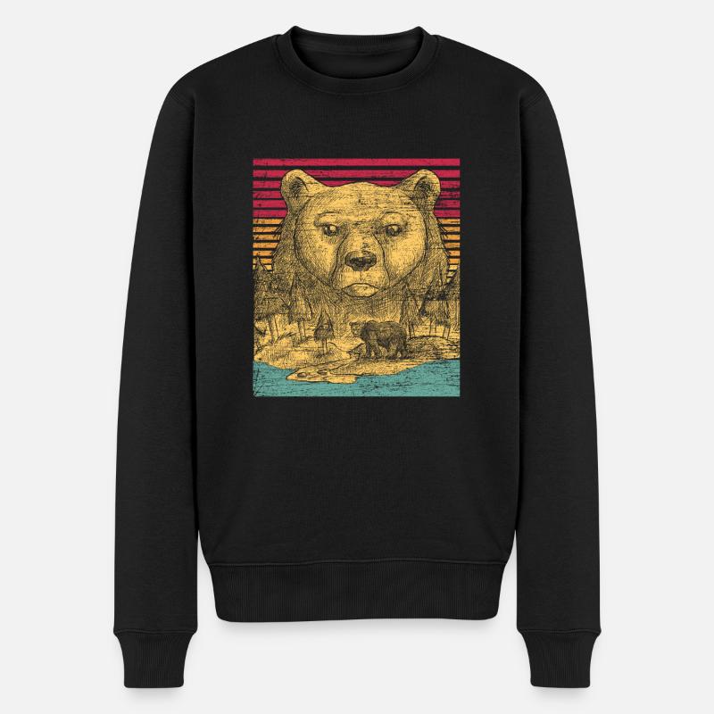Bär Tier Natur Kuscheln vintage Geschenk Idee - Männer Premium Bio Pullover - Schwarz