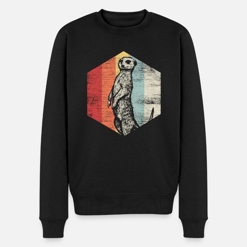 Erdmännchen vintage Tier Afrika Zoo Safari Retro - Männer Premium Bio Pullover - Schwarz