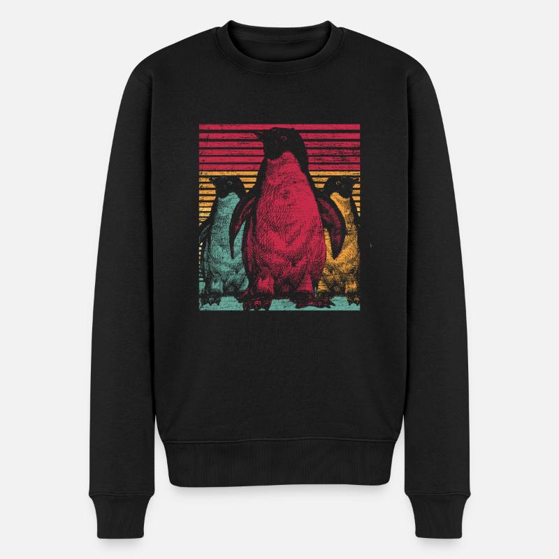 Penguin Retro vintage Tier Geschenk Südpol - Männer Premium Bio Pullover - Schwarz