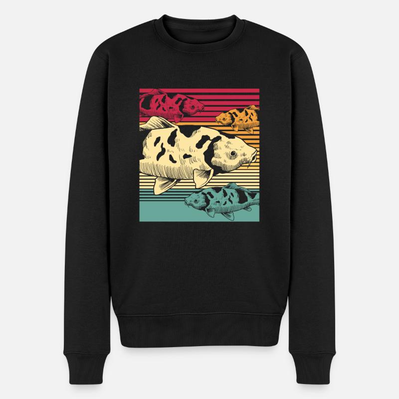 Fisch Retro Angeln Angler Tier Meer Ozean Geschenk - Männer Premium Bio Pullover - Schwarz