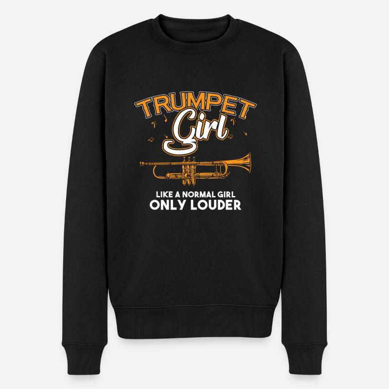 Trompete Mädchen Instrument Musik Noten Geschenk - Männer Premium Bio Pullover - Schwarz
