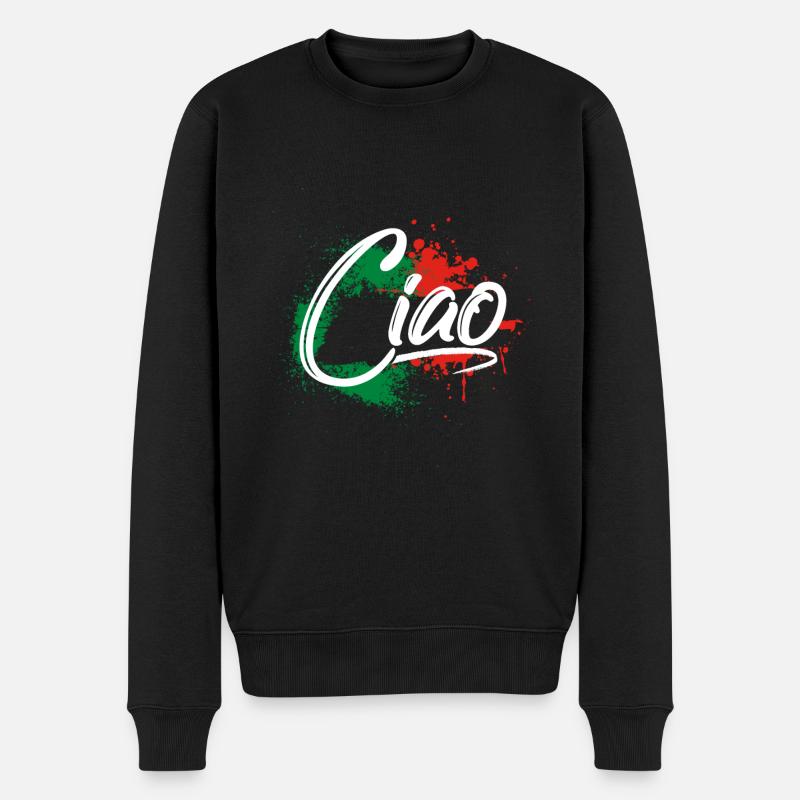 Ciao Italien Flagge - Männer Premium Bio Pullover - Schwarz