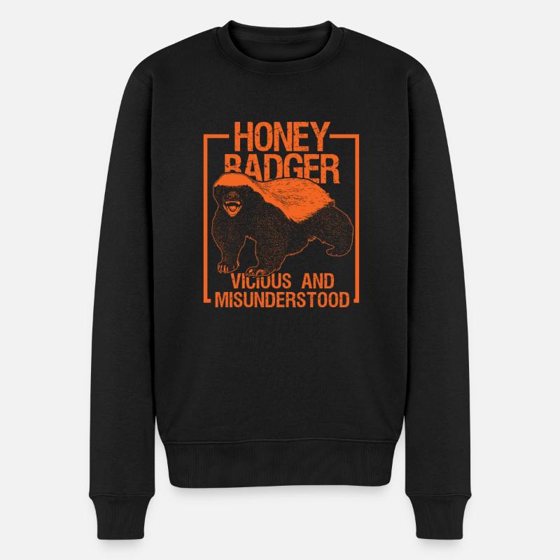 Honig Dachs Geschenk vintage Tier Natur - Männer Premium Bio Pullover - Schwarz