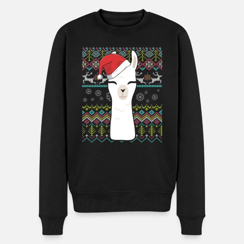 Christmas Lama - Männer Premium Bio Pullover - Schwarz