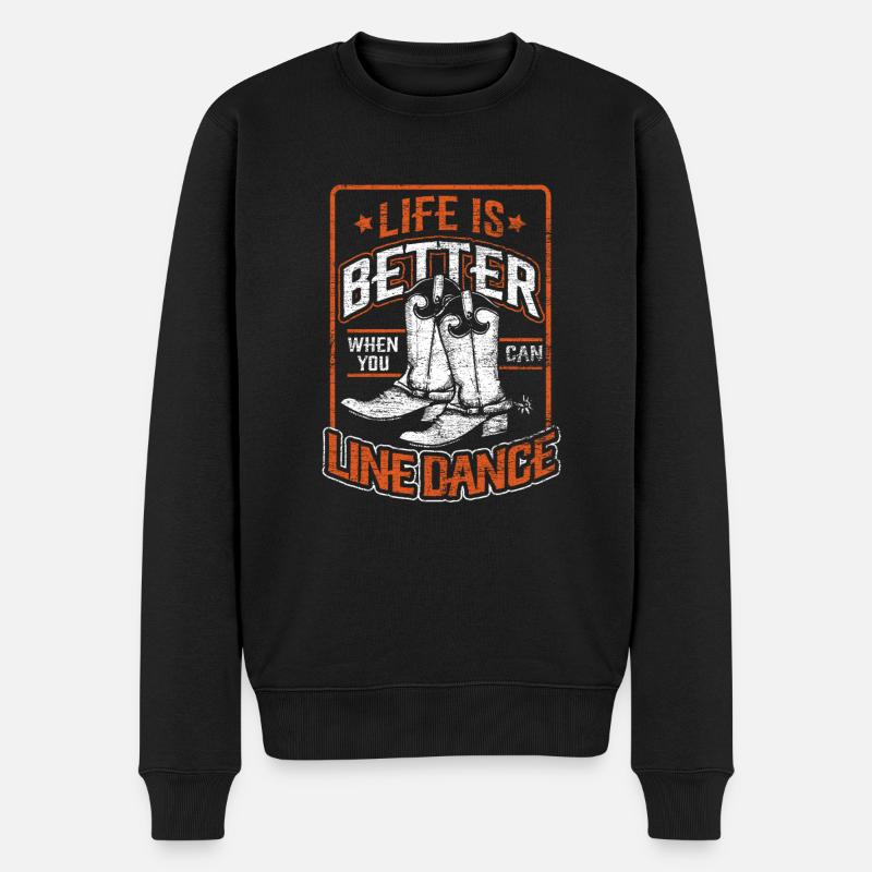 Line Dance - Männer Premium Bio Pullover - Schwarz