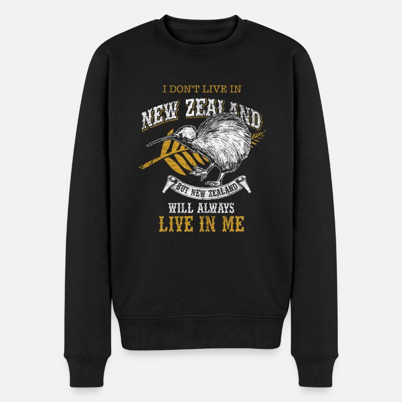 Neuseeland - Männer Premium Bio Pullover - Schwarz