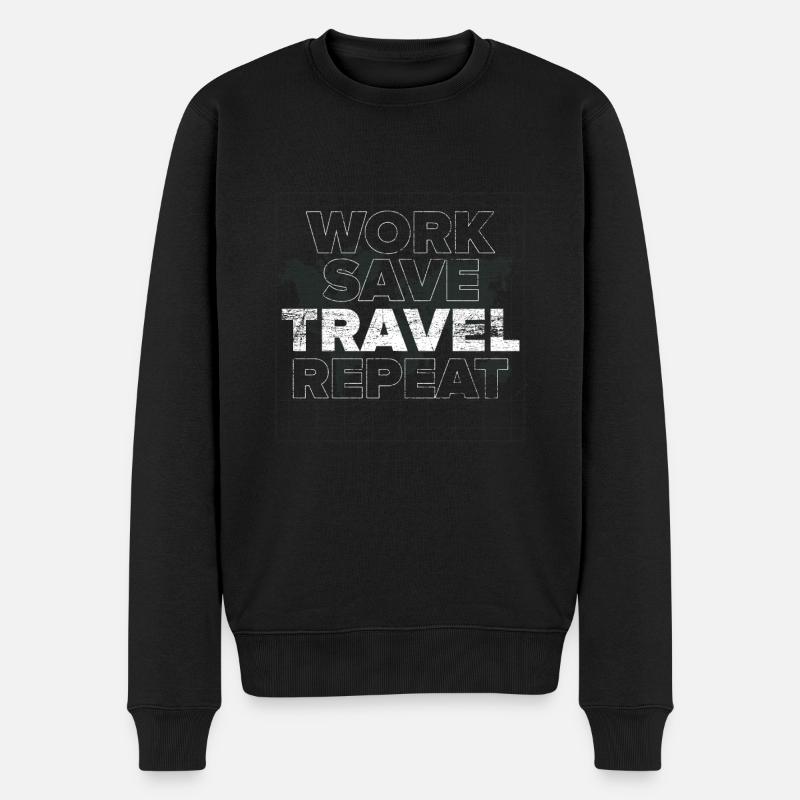 Arbeiten Sparen Reisen Wiederholen - Männer Premium Bio Pullover - Schwarz