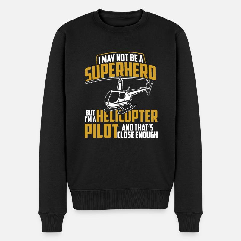 Hubschrauber Pilot Helikopter Held Geschenk - Männer Premium Bio Pullover - Schwarz