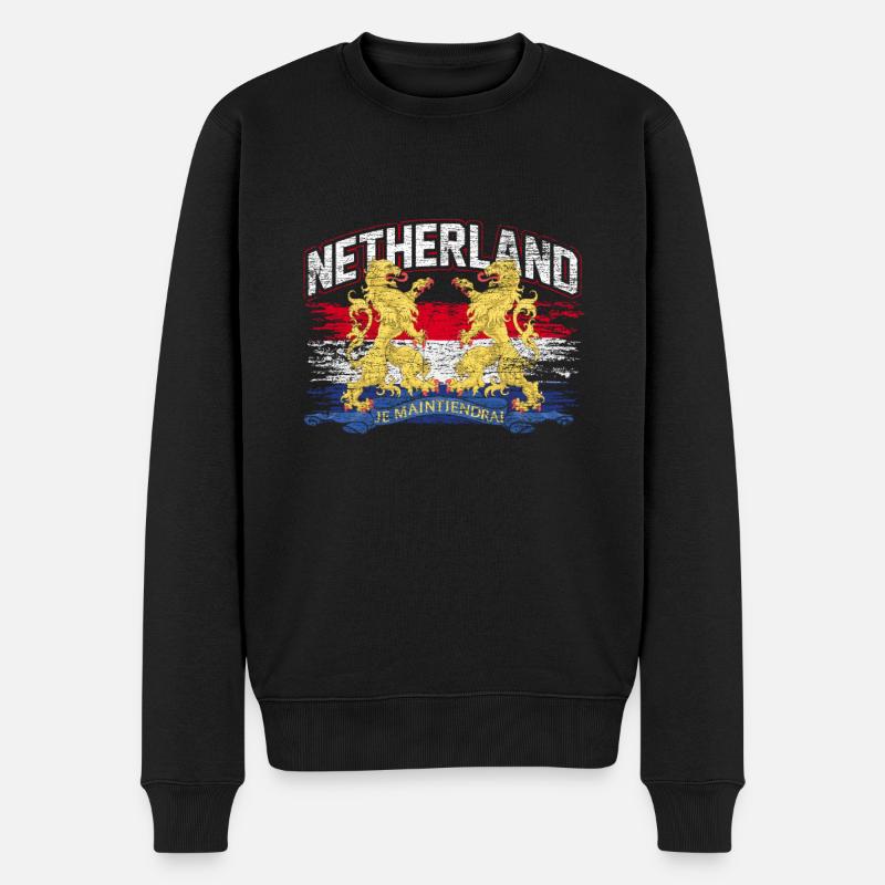Niederlande Flagge Amsterdam Holland Geschenk - Männer Premium Bio Pullover - Schwarz