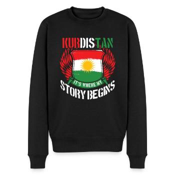 Kurdistan - Männer Premium Bio Pullover - Schwarz - Vorne - Nico (187cm)