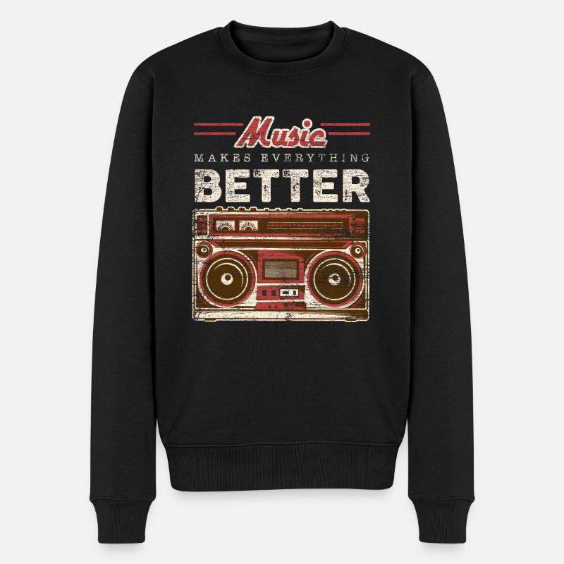 Musik Fehler Noten Klang vintage Geschenk Sound - Männer Premium Bio Pullover - Schwarz