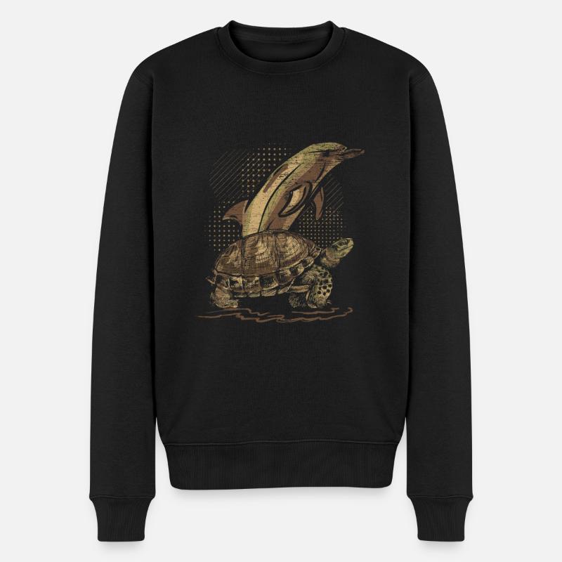 Tortue et dauphin - Pull Premium bio Homme - noir
