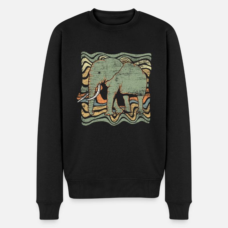 Elefant - Männer Premium Bio Pullover - Schwarz