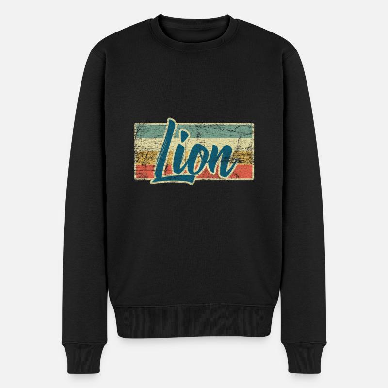 Löwe - Männer Premium Bio Pullover - Schwarz