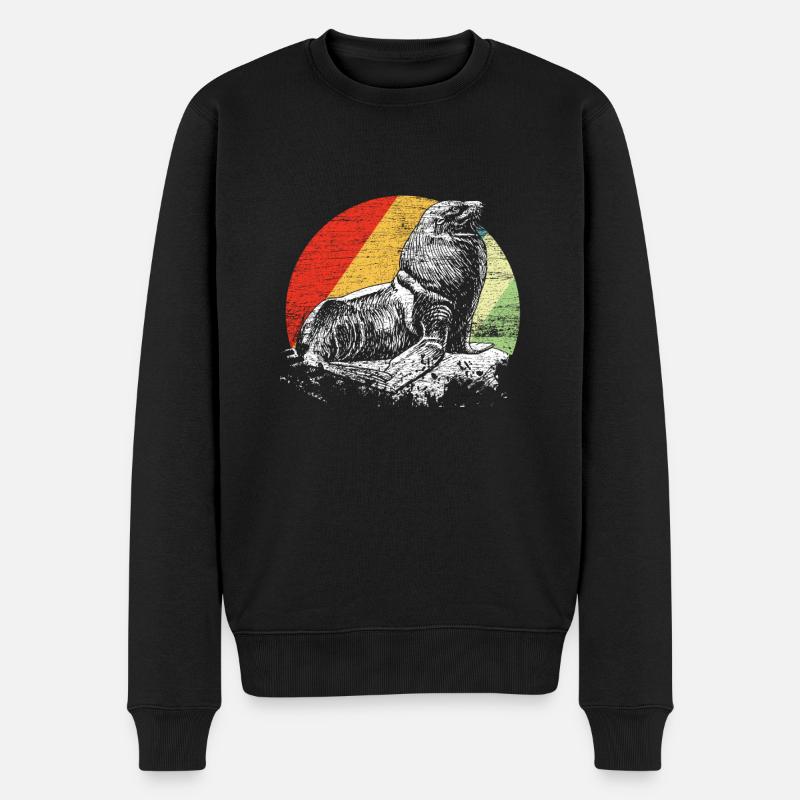 Seelöwe Robbe Tier Walross Geschenk Idee Wasser - Männer Premium Bio Pullover - Schwarz