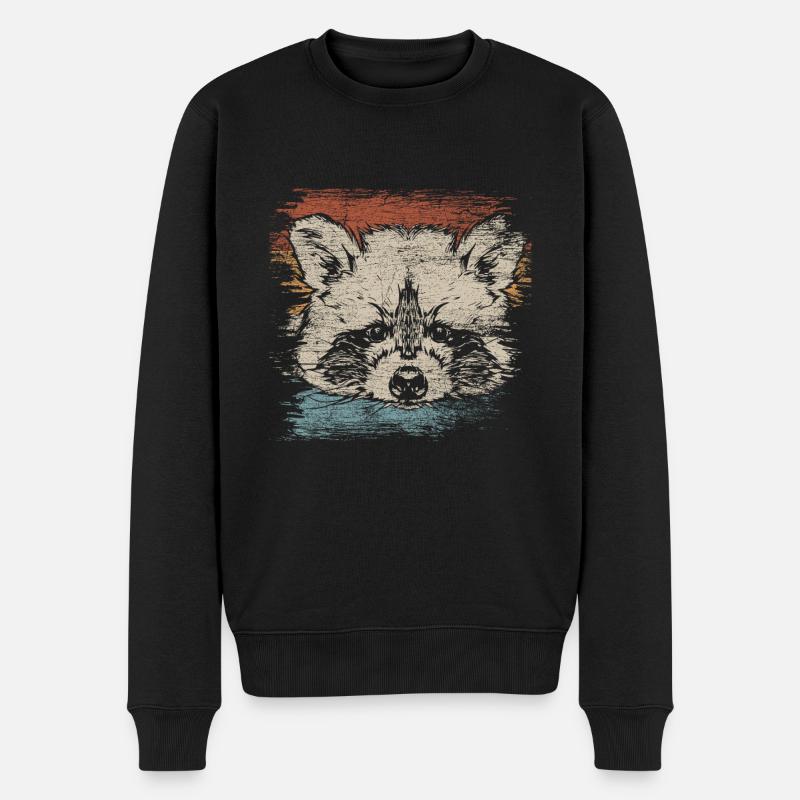 Waschbär - Männer Premium Bio Pullover - Schwarz