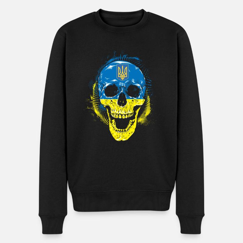 Ukraine Kiew Maidan Land Geschenk Nation Schädel - Männer Premium Bio Pullover - Schwarz