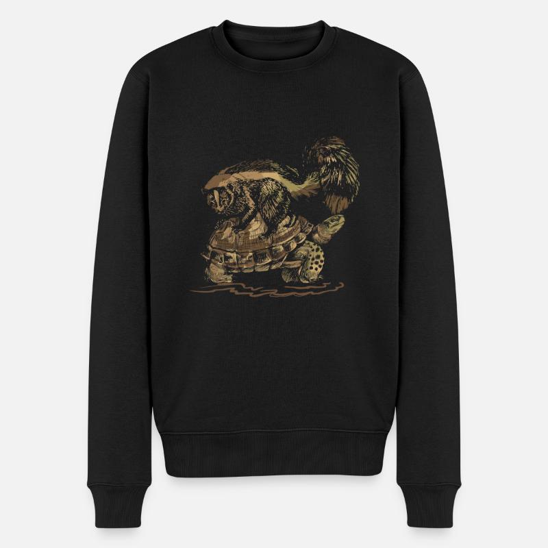 Stinktier und Schildkröte - Männer Premium Bio Pullover - Schwarz