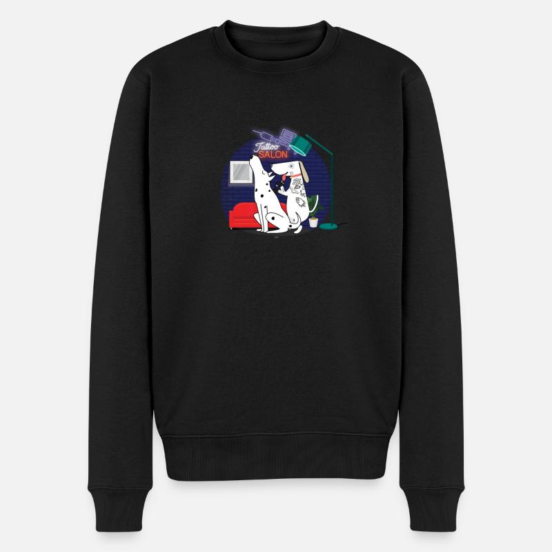 Lustiges dalmatinisches Hundetattoo - Männer Premium Bio Pullover - Schwarz