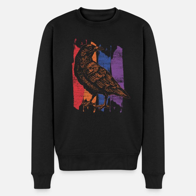 Krähe retro - Männer Premium Bio Pullover - Schwarz
