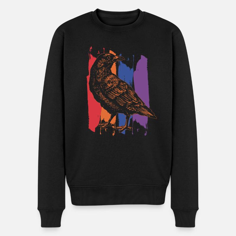 Rabe Krähe Vogel - Männer Premium Bio Pullover - Schwarz