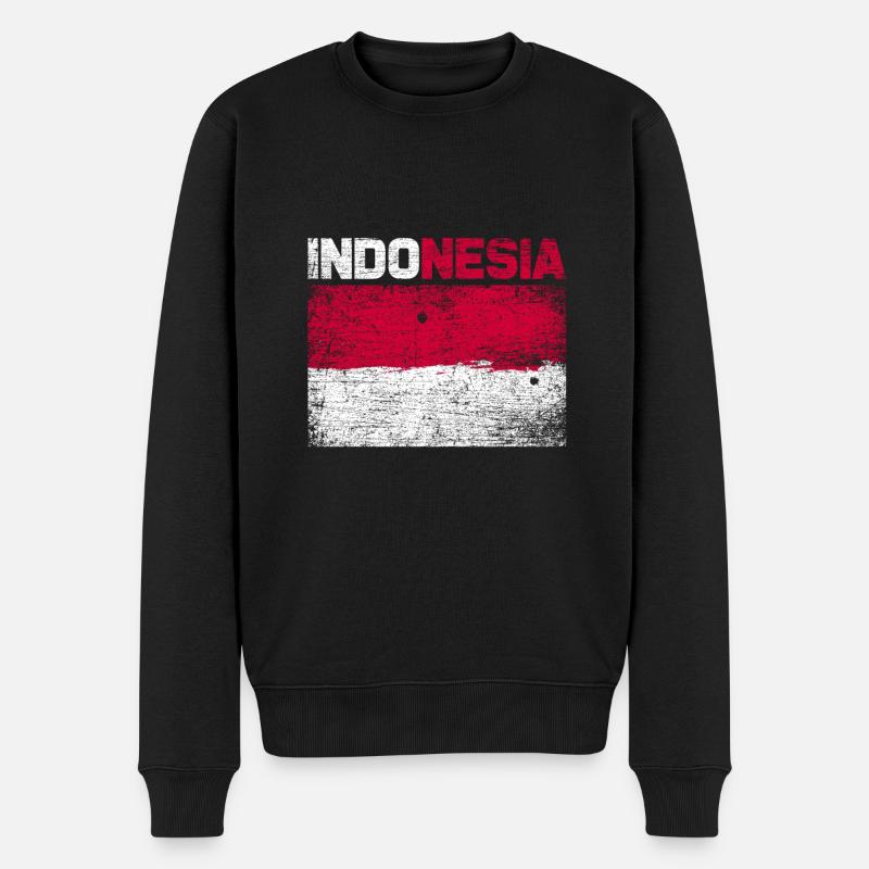 Indonesien - Männer Premium Bio Pullover - Schwarz