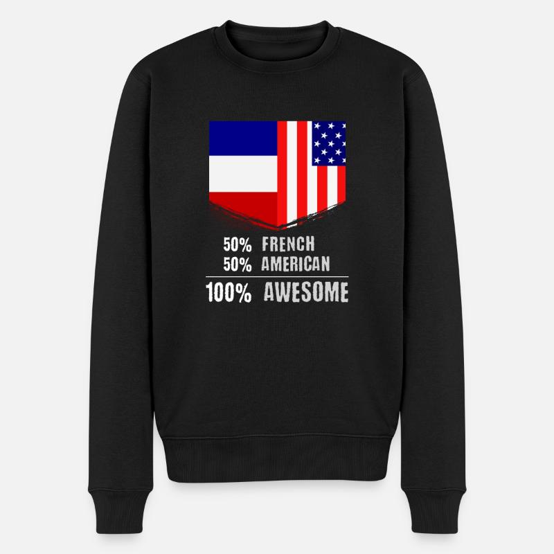 50% français 50% américain 100% génial immigrant - Pull Premium bio Homme - noir