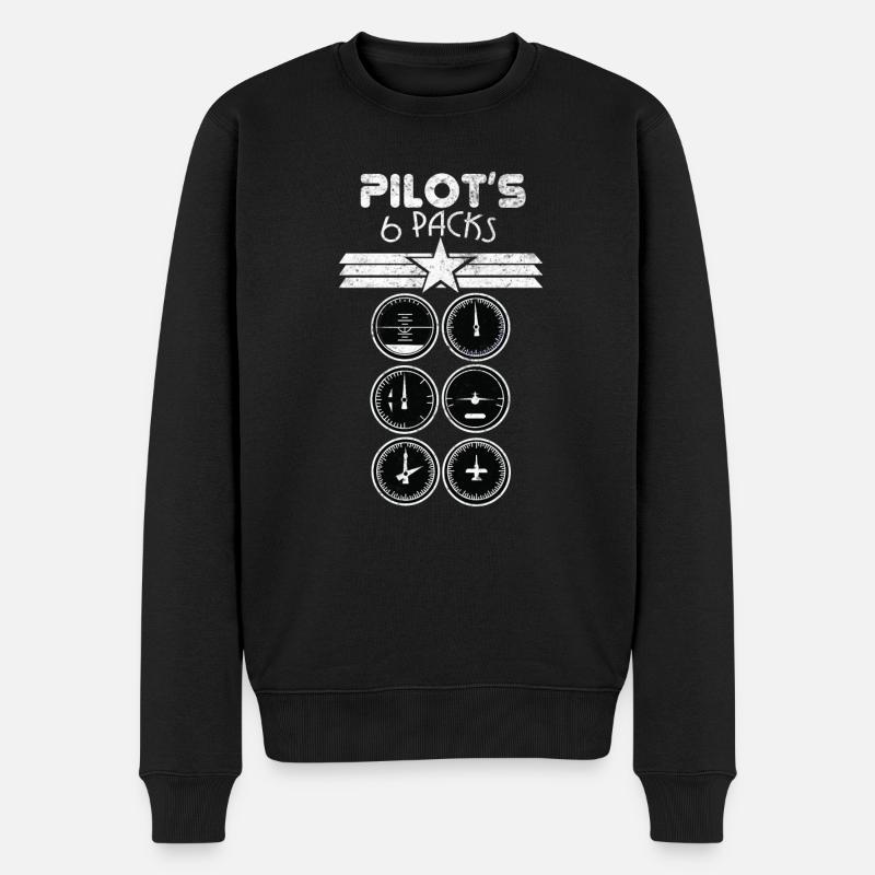 Pilot Cockpit Sixpack - Männer Premium Bio Pullover - Schwarz