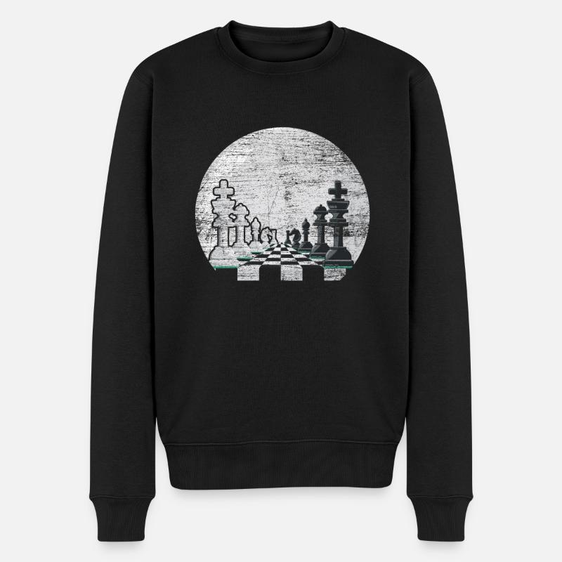Schach Mond Geschenk Schachbrett Schachmatt Taktik - Männer Premium Bio Pullover - Schwarz