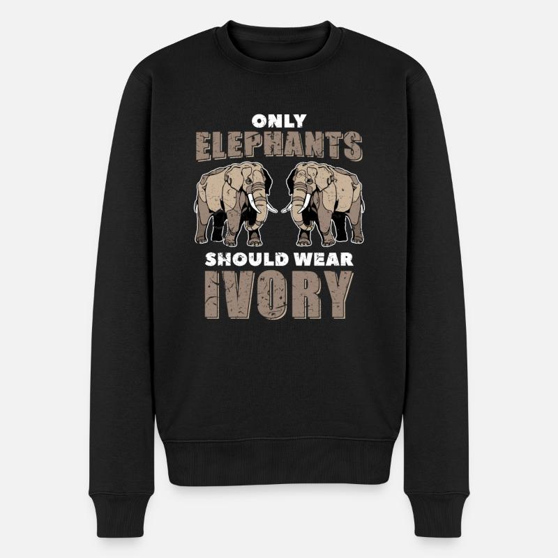 Elefanten Elfenbein - Männer Premium Bio Pullover - Schwarz