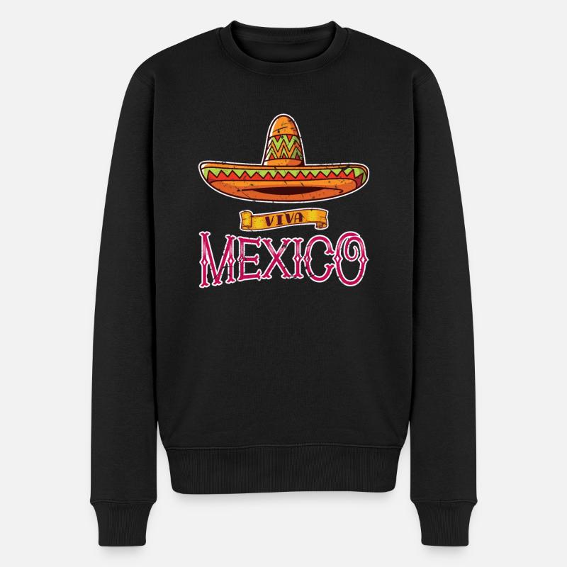 Mexiko Sombrero - Männer Premium Bio Pullover - Schwarz
