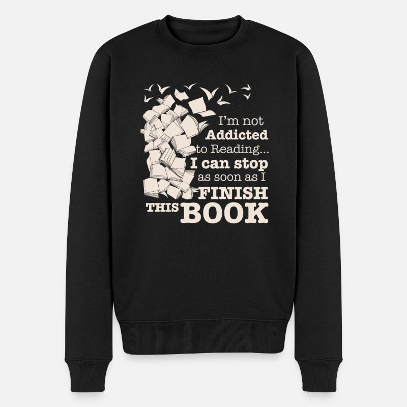 Buch lesen - Männer Premium Bio Pullover - Schwarz