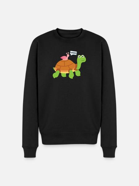Wheee! Lumaca cavalcando tartaruga adorabile animale - Maglione ecologico premium da uomo - nero