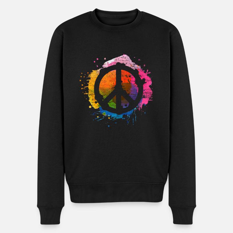 Peace - Männer Premium Bio Pullover - Schwarz